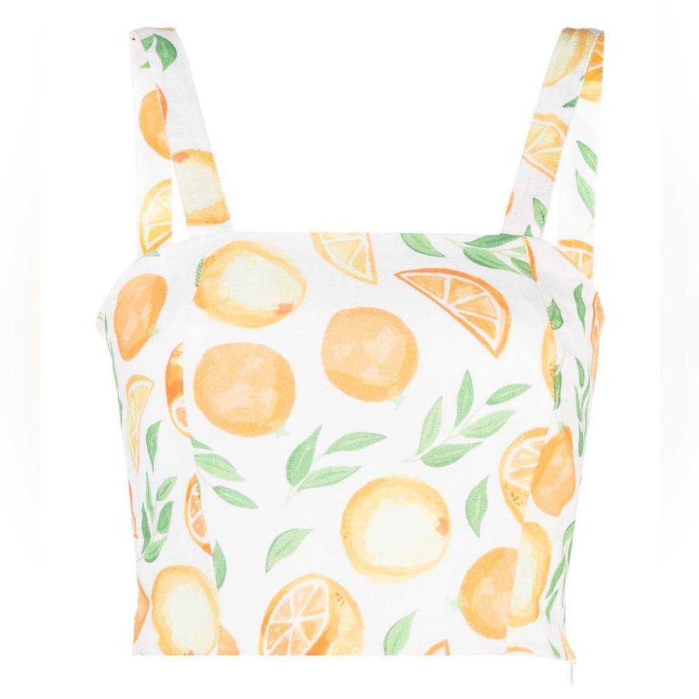 Ambra Maddalena Bridie orange-print top